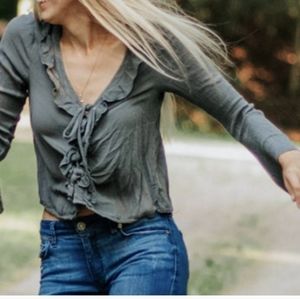 American Eagle Lace Up Boho Top XS